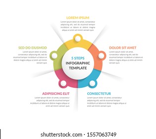 Circle diagram template with five steps or options, infographic template for web, business, presentations, vector eps10 illustration