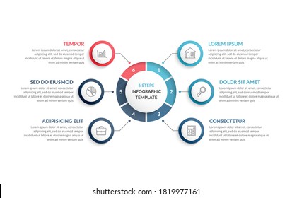 Circle diagram template with five steps or options, process chart, infographic template for web, bsuiness, presentations, vector eps10 illustration