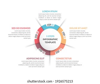 Circle diagram template with five steps or options, infographic template for web, business, presentations, vector eps10 illustration