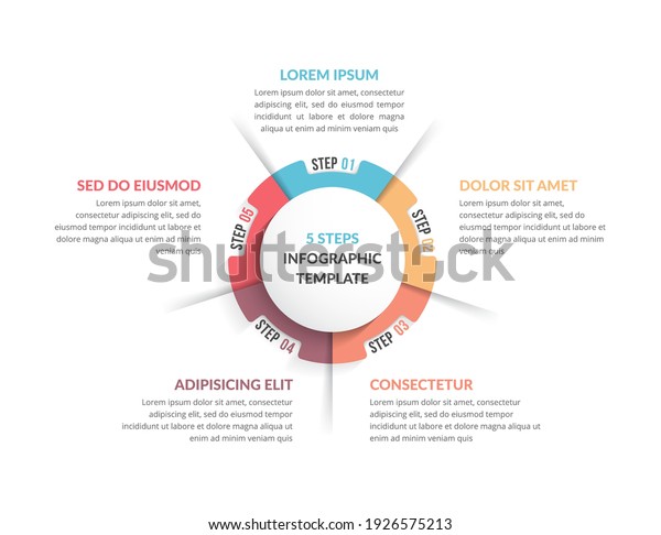 Circle diagram template with five steps or\
options, infographic template for web, business, presentations,\
vector eps10\
illustration