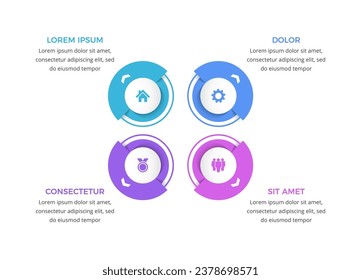 Circle diagram template with four elements, infographic template, vector eps10 illustration