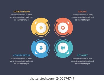 Circle diagram template with four elements, infographic template, vector eps10 illustration