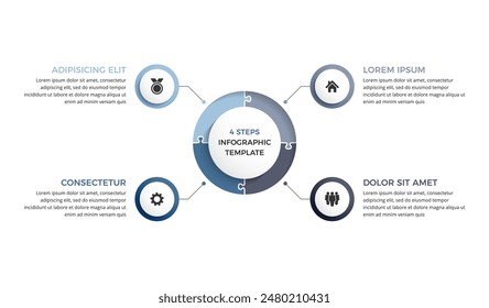 Circle diagram template with four puzzle elements, infographic template, process visualization, vector eps10 illustration