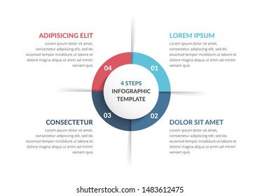 Circle diagram template with four steps or options, infographic template for web, business, presentations, process, workflow, vector eps10 illustration