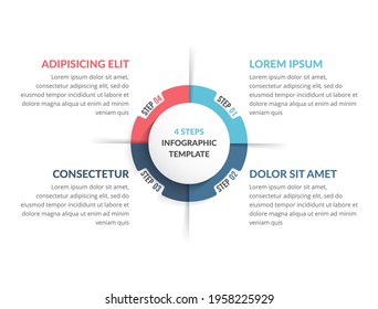 Circle diagram template with four steps or options, infographic template for web, business, presentations, vector eps10 illustration
