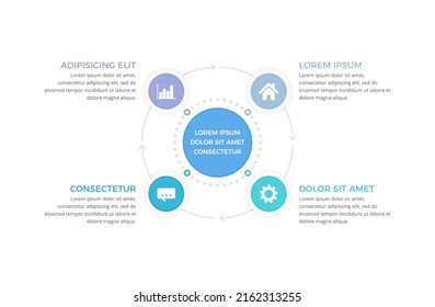 Circle diagram template with four steps or options, process infographics, vector eps10 illustration - Shutterstock ID 2162313255