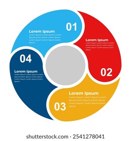 Kreisdiagramm Vorlage mit vier Schritten oder Optionen, Infografik Vorlage für Web, Business, Präsentationen,
