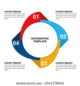 Circle diagram template with four steps or options, infographic template for web, business, presentations,