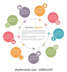 Circle diagram template with place for your text and icons, vector eps10 illustration