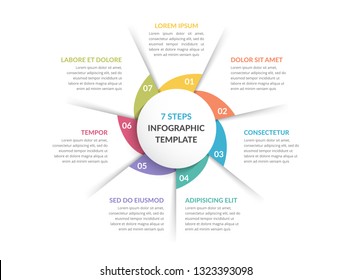 Circle Diagram Template With Seven Steps Or Options, Process Chart, Vector Eps10 Illustration