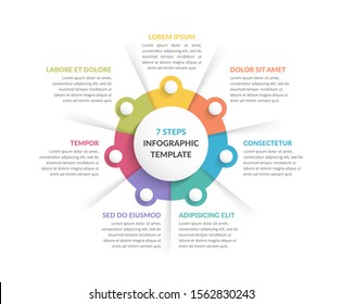 Circle diagram template with seven steps or options, infographic template for web, business, presentations, vector eps10 illustration