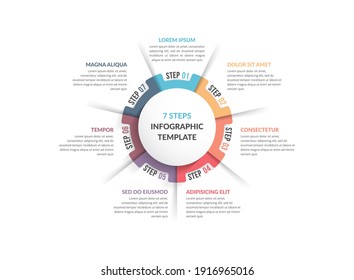 Circle diagram template with seven steps or options, infographic template for web, business, presentations, vector eps10 illustration