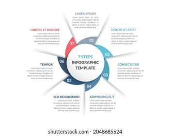 Circle diagram template with seven steps or options, process chart, vector eps10 illustration