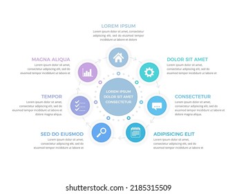 Circle diagram template with seven steps or options, process infographics, vector eps10 illustration