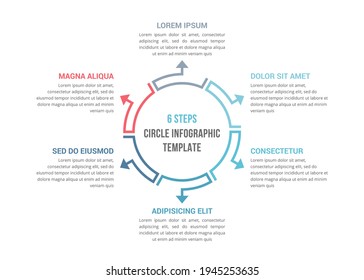 Circle diagram template with six elements, infographic template for web, business, presentations, vector eps10 illustration