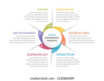 Circle Diagram Template With Six Steps Or Options, Process Chart, Vector Eps10 Illustration