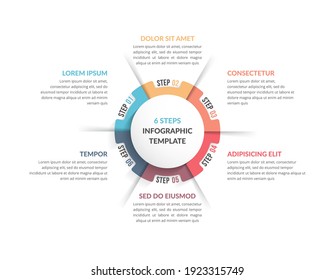 Circle diagram template with six steps or options, infographic template for web, business, presentations, vector eps10 illustration