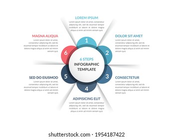 Vorlage für Schaltpläne mit sechs Schritten oder Optionen, Infografik-Vorlage für Web, Business, Präsentationen, Vektoreps10 Illustration