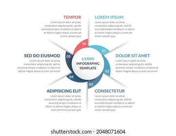 Circle Diagram Template With Six Steps Or Options, Process Chart, Vector Eps10 Illustration