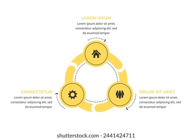 Circle diagram template with three elements, infographic template, vector eps10 illustration