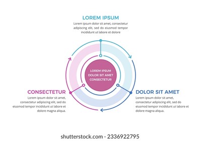 Circle diagram template with three steps or options, process infographics, vector eps10 illustration