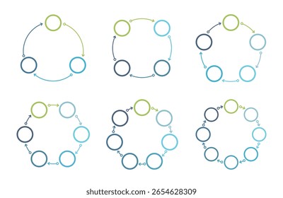 Circle diagram templates - 3, 4, 5, 6, 7 and 8 parts, circle infographics set, vector eps10 illustration