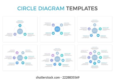Conjunto de plantillas de diagrama de círculo - 3, 4, 5, 6, 7 y 8 elementos, infografía de círculo, eps10 ilustración