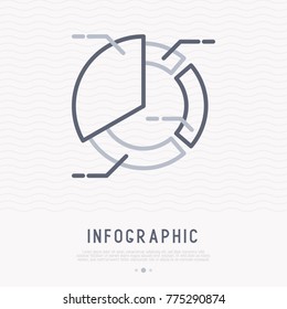 Circle diagram thin line icon for business analytics. Modern vector illustration of infographic template.