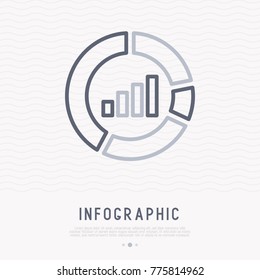 Circle diagram thin line icon for business analytics. Modern vector illustration of infographic template.