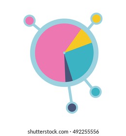 Circle diagram vector icon in flat style. Business statistic, presentation of results. Illustration for application button pictograms, infogpaphics elements, logo, web design. Isolated on white