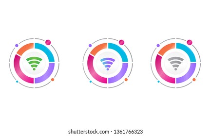 circle diagram with wifi icon . vector icon concept
