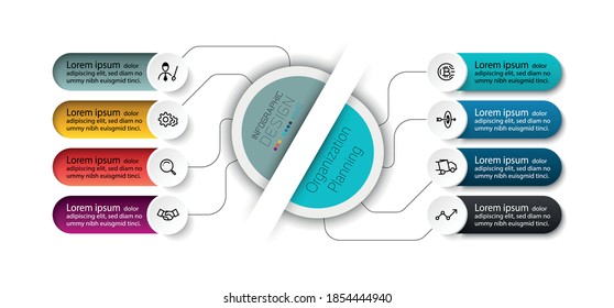 Circle diagrams can show workflows or organizations and data segmentation. vector infographic design.