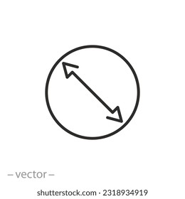 icono de diámetro de círculo, tamaño de circunferencia, símbolo de línea sobre fondo blanco - ilustración de vector de trazo editable eps10