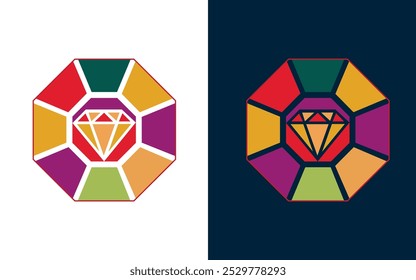 Circle Diamond icon color web design vector logo design