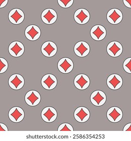 Circle with Diamonds Playing Card Suit vector concept seamless pattern or background