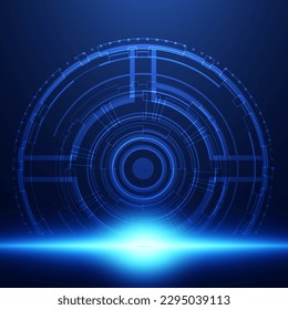 circle digital concept light circle network technology connection blue digital copy space
