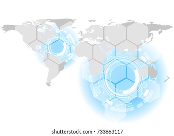 circle and digital technology background, abstract technology concept background, vector illustration.