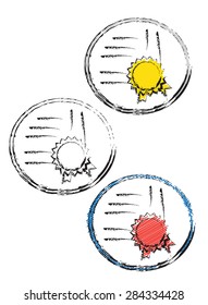 circle diploma icons in doodle style