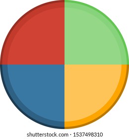 Circle divided in four. Pie chart with four same size sectors. Clean design - transparent background, great for presentations. - Powered by Shutterstock - Get 15% off with code: PIKWIZARD15