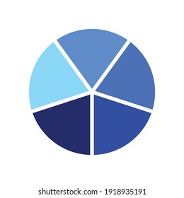 circle divided into five equal segments