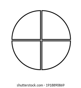 circle divided into four equal segments