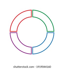 circle divided into four equal segments