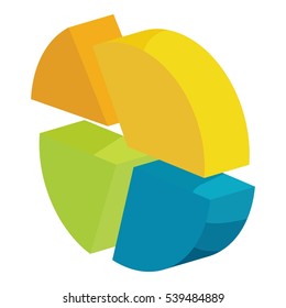 Circle divided into four parts icon. Cartoon illustration of circle divided into four parts vector icon for web