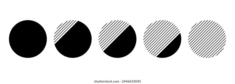 circle divided into parts, planets, or sun. Segment circle round vector black vintage logo