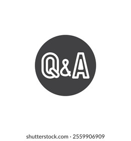 Circle divided into Q and A vector icon. filled flat sign for mobile concept and web design. Circle Q A glyph icon. FAQ symbol, logo illustration. Vector graphics