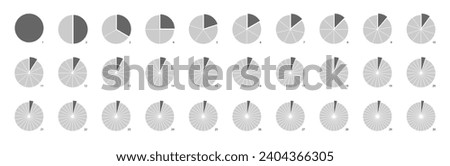 Circle divided into sectors or parts. Pie chart math infographics to show fraction, division, percentage of segments. Equal pizza pieces or slices