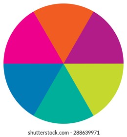 Circle Divided Into Six Equal Parts Colored, Section Sixty Degrees Vector