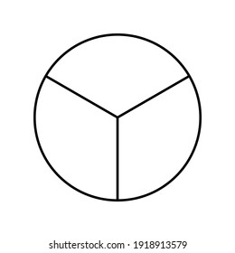 círculo dividido en tres segmentos iguales