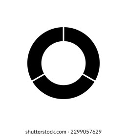 Circle divided into three equal segments. 3 parts. Section segmented circle. One third fraction circle vector illustration isolated on white background.