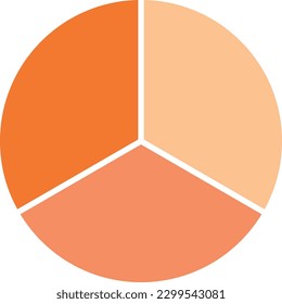 Circle divided into three equal segments. One third fraction circle vector illustration isolated on white background.